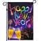 G128 - Happy New Year Garden Flag, New Year Themed Decorations - Fireworks and Champagne, | 12x18 Inch | Printed 150D Polyester - Rustic Holiday Seasonal Outdoor Flag